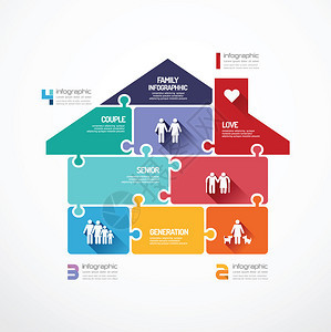 家庭概念Infographic模版矢量图片