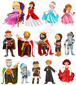 国王和后插图的不同角色背景图片
