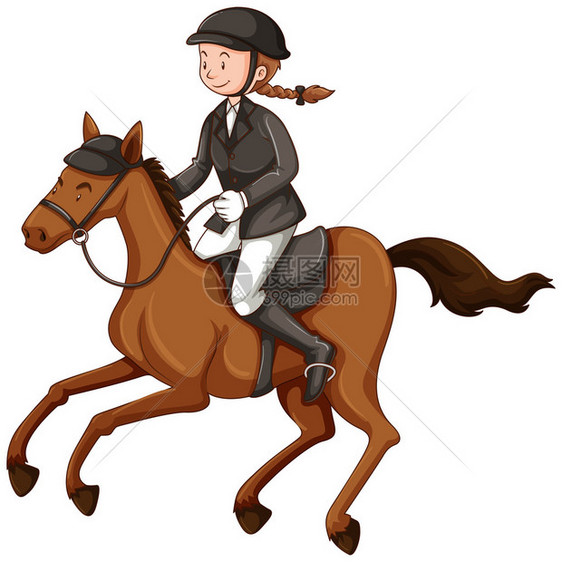 女骑师做马术插图图片