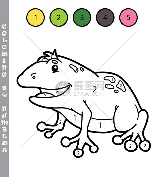儿童用卡通青蛙游戏以数字为颜图片
