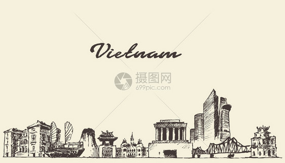 越南线陈年矢量刻画图片
