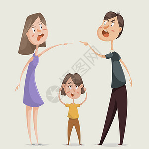 离婚家庭冲突男女双方发誓和孩子闭上耳朵卡通字符矢图片