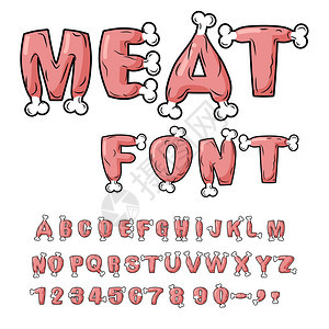肉字体牛排骨字母表猪肉字母表牛肉字母新鲜火腿字母集火腿莱特图片