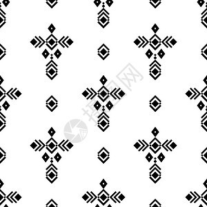 部落装饰物几何形态族裔形态黑白无缝形图片