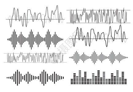 黑色音乐声波矢量解析图片