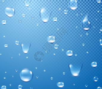 蓝色纹理背景上的水滴矢量纸插图背景图片