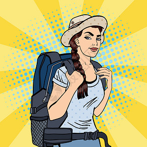 有背包的少妇女旅游背包客流行图片