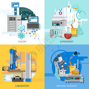 具有高科技设备的科学实验室2x2设计理念图片