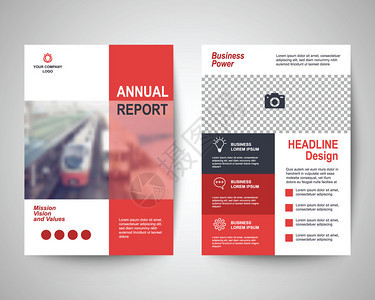 用于商业年度报告的红色摘要传单布局模板小册子背景带封面的传单4号尺寸的矢量设图片