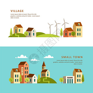 农村和城市景观村庄小城图片