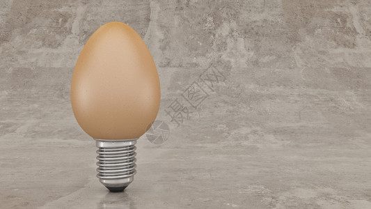 看起来像电灯泡的有趣而疯狂的鸡蛋3d渲染图片