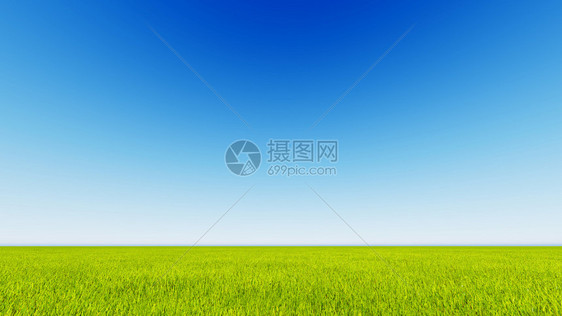 清新干净的蓝天草地背景图片
