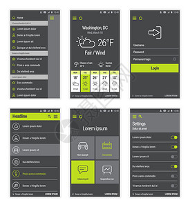 现代移动用户界面设计矢量组合图片