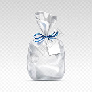 用于包装设计的矢量空透明塑料礼品袋背景图片