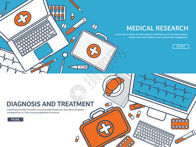 线条艺术医学平面背景医疗保健急救研究心脏病学医学图片