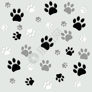 动物爪脚指纹黑白无缝图片
