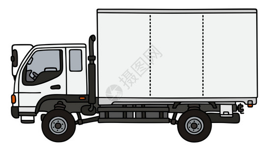 手绘白色小货车背景图片