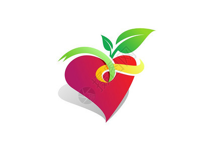 水果心健康标志健康红苹果心标识符号图片