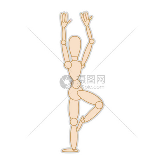 木人体模特图运动姿势矢量图图片
