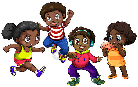 非洲裔美国男孩和女孩插画图片