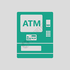 ATM图标绿色的灰色背景图片