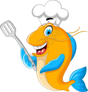 卡通大厨鱼为您设计装有厨房排水管图片