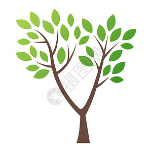 程式化的矢量树标志图标矢量树平面轮廓上白色孤立树形和敌人符号孤立的绿树矢量图标志天然背景图片