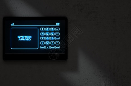 现代触摸屏交互式家庭安全键盘访问面板的3D渲染图片