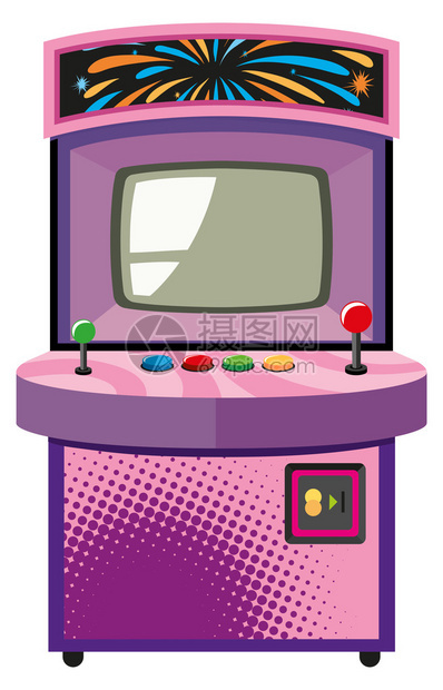 街机游戏机紫盒插图图片