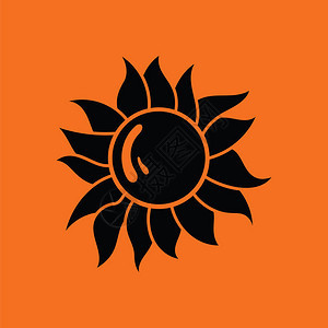 太阳图标橙色背景和黑图片