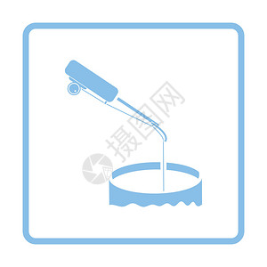 钓鱼冬季钓具的图标蓝色框架设计矢量插图图片