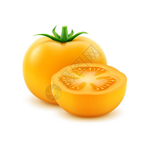关闭白背景上孤立的面状黄新鲜番茄NameClo图片