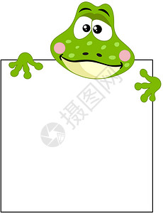 可缩放的矢量图像代表着一只带空白标志的有趣的青蛙图片
