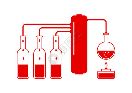 白色背景上的红色蒸馏套件图片