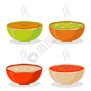 主题自制汤的标志矢量插图图片