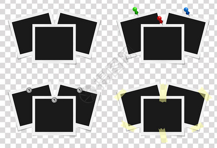 粘胶带针和上一套现实的矢量照片框模版照片设图片