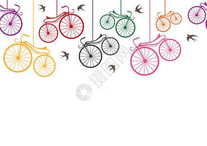 自行车和燕子的背景图片