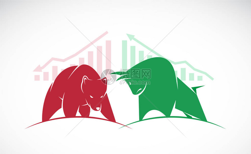 牛的矢量和股市趋势的象征物市场的增长图片