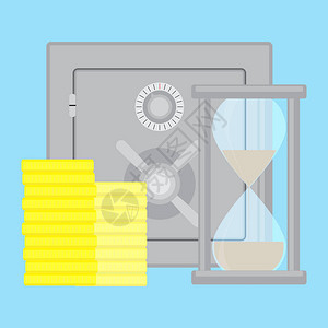 保险箱银行保险柜和储蓄箱矢量图背景图片