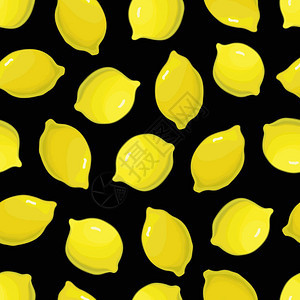 整个黄色柠檬的无缝图案矢量背景图片