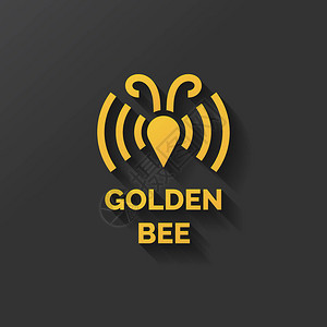 蜜蜂的徽章养蜂时尚现代标背景图片