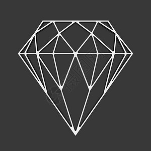 黑色背景上的钻石宝石标志概念矢量菱形轮廓图标图片