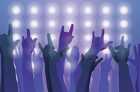 摇滚音乐会举起手来有角的标图片