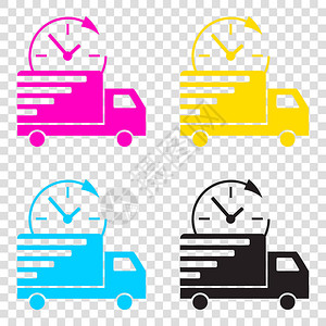 汽车流线图交货标志图透明背景上的CMYK图标青色品红色黄插画
