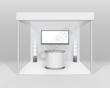 Booth标准台与反屏幕书本展示的插图关于背景的孤立的挂载者介绍手册BrocurerH图片