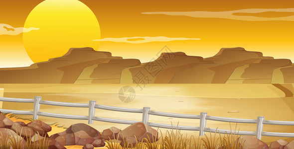 日落时沙漠背景场插图图片