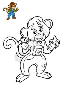 儿童彩色书籍漫画Monkey背景图片