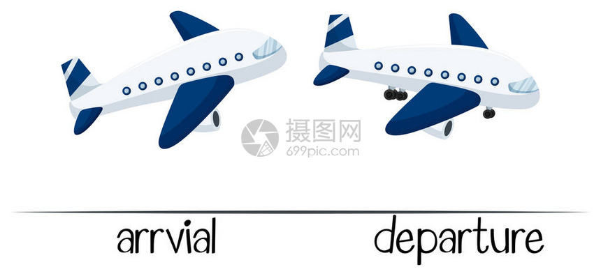 到达和离开图的相反词图片