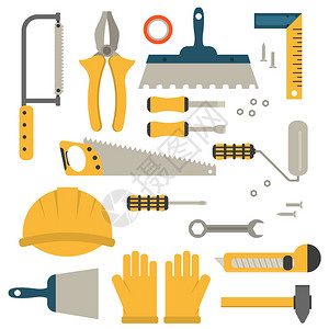 维修工具图标工作修理建筑设备锤子工具手锯水平仪锤子等施工具上门维修图片