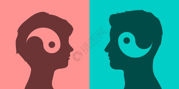 男人和女人头部的阴阳符号图片